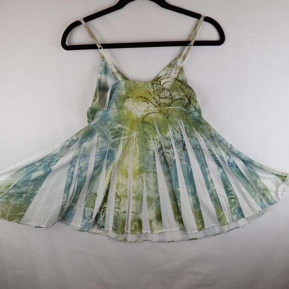 Mudd Vintage Babydoll Tank Top Medium Green Y2K Floral Fairy Flowy 90s Butterfly - Picture 5 of 10
